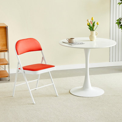 Mcc Direct Red Single Folding Dining Chair Metal Frame Padded Seats