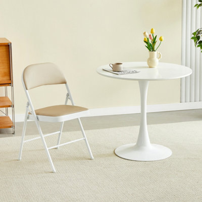 Mcc Direct Beige Single Folding Dining Chair Metal Frame Padded Seats