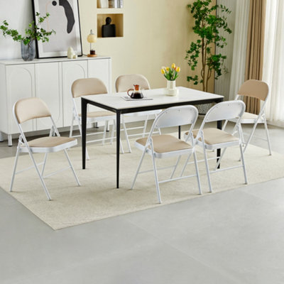Mcc Direct Set Of 6 Folding Dining Chairs With Metal Frame And Padded Seats Beige from B&Q