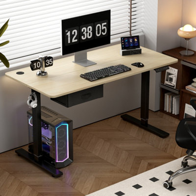 Mcc Direct Electric Standing Desk Sit Stand Desk Height Adjustable Usb With Usb A Charger Point 100 Cm Width Natural
