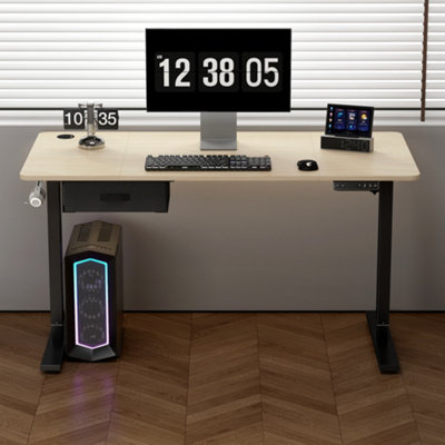 Mcc Direct Electric Standing Desk Sit Stand Desk Height Adjustable Usb With Usb A Charger Point 120 Cm Width Natural