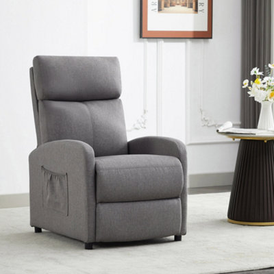 Mcc Direct Grey Recliner Pushback Adjustable Reclining Arm Chair Linen Fabric
