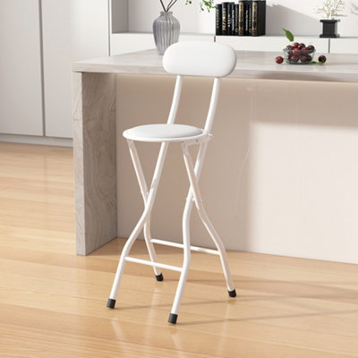 Mcc Direct Single Folding Breakfast Bar Stool Padded High Chair White