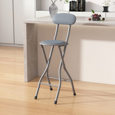 Mcc Direct Single Folding Breakfast Bar Stool Padded High Chair Grey