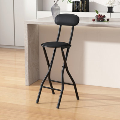 B&Q -  Single Folding Breakfast Bar Stool Padded High Chair Black