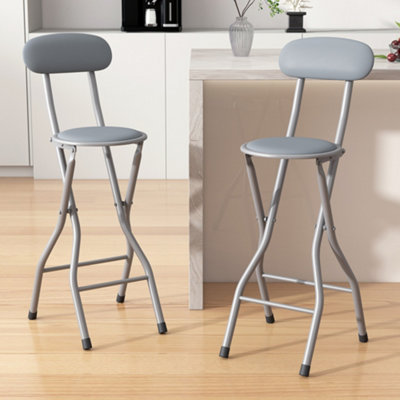 Wilko Grey Padded Folding Bar Stool Set of 2 - Image 7