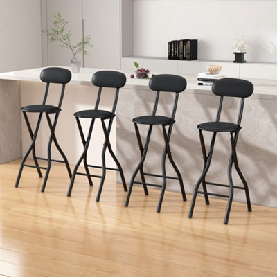 Mcc Black Padded Folding Breakfast Bar Stool Set Of 4 - Image 7