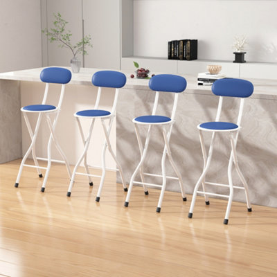Mcc Direct Folding Breakfast Bar Stool Padded High Chair Set Of 4 Blue