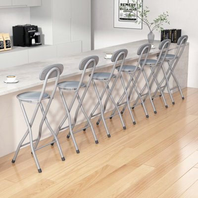 Mcc Direct Folding Breakfast Bar Stool Padded High Chair Set Of 6 Grey