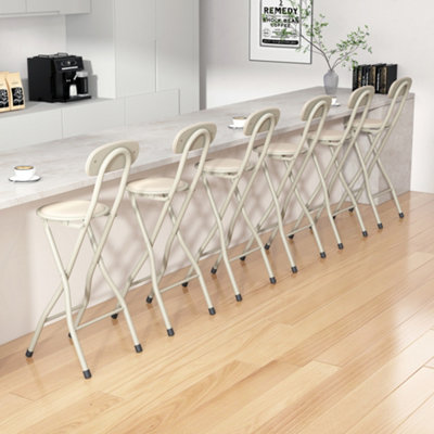 Mcc Direct Folding Breakfast Bar Stool Padded High Chair Set Of 6 Beige