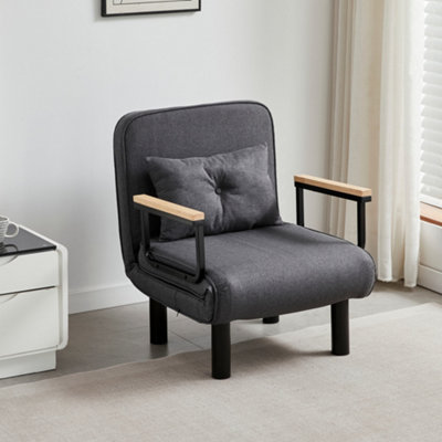 Mcc Grey Single Seater 4-In-1 Foldable Sofa Bed With Adjustable Backrest And Large Cushion - Image 8