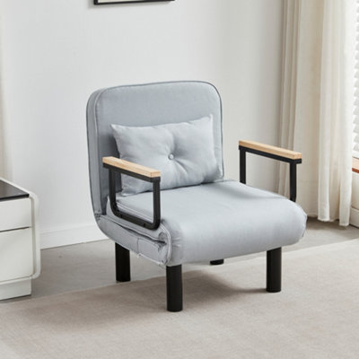 MCC Single Seater Sofa Bed - Light Grey - Adjustable Backrest - Large Cushion - Image 5