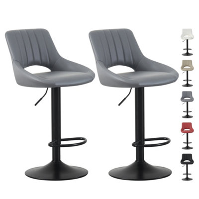 Mcc Direct Set Of 2 Height Adjustable Kitchen Bar Stools Breakfast Chairs With Footrest Stacey Grey