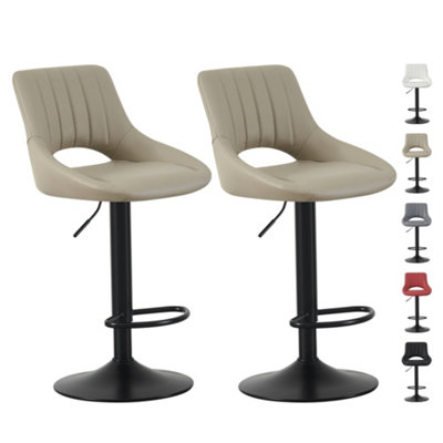 MCC Direct Set Of 2 Height Adjustable Kitchen Bar Stools Breakfast Chairs With Footrest Brown Stacey from B&Q