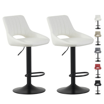 Mcc Direct Set Of 2 Height Adjustable Kitchen Bar Stools Breakfast Chairs With Footrest Stacey Cream