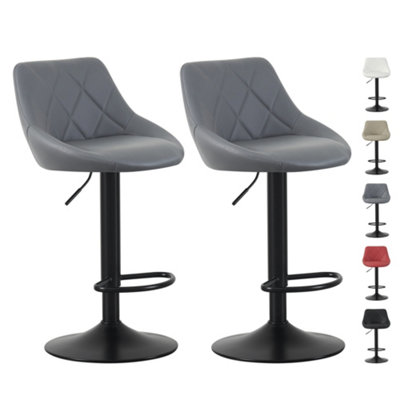 Mcc Direct Set Of 2 Height Adjustable Kitchen Bar Stool Breakfast Chairs With Footrest - Stanley Grey