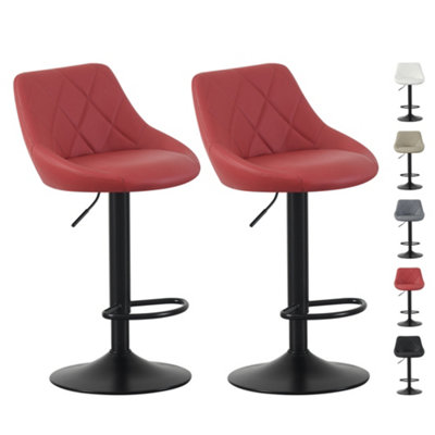 MCC Direct Set Of 2 Height Adjustable Kitchen Bar Stool Breakfast Chairs With Footrest RedStanley from B&Q