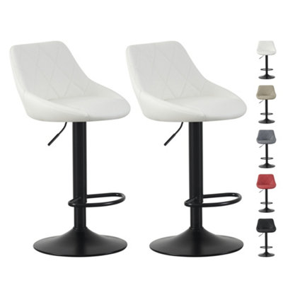 Mcc Direct Set Of 2 Height Adjustable Kitchen Bar Stool Breakfast Chairs With Footrest - Stanley Cream
