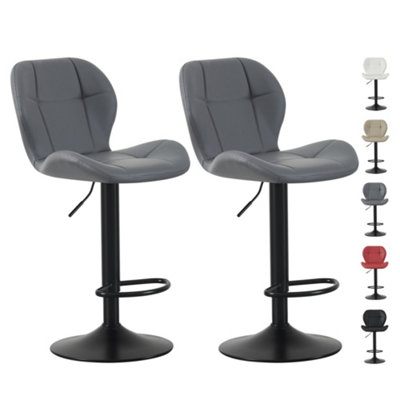 Mcc Direct Set Of 2 Height Adjustable Kitchen Bar Stool Breakfast Chairs With Footrest - Stella Grey