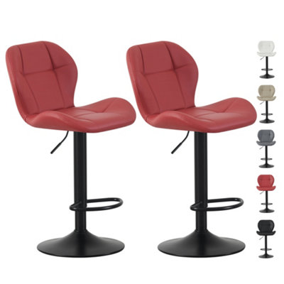 Mcc Direct Set Of 2 Height Adjustable Kitchen Bar Stool Breakfast Chairs With Footrest - Stella Red