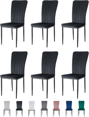 Mcc Direct Set Of 6 High Back Dining Chairs Velvet Fabric Kitchen Dining Seating - Elle By Mcc Black