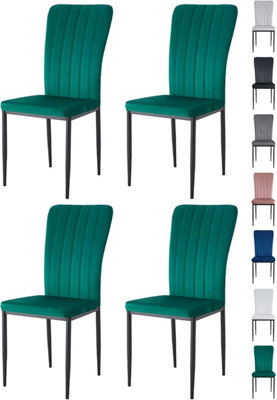 Mcc Direct Set Of 4 High Back Dining Chairs Velvet Fabric Kitchen/Dining Seating - Elle By Mcc Green