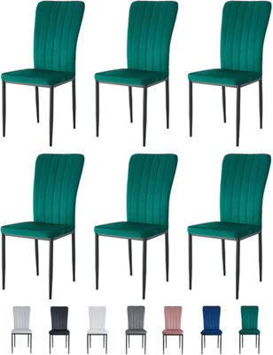 Mcc Direct Set Of 6 High Back Dining Chairs Velvet Fabric Kitchen Dining Seating - Elle By Mcc Green