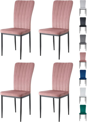 MCC Direct Set Of 4  High Back Dining Chairs Velvet Fabric Kitchen/dining Seating PinkElle By Mcc from B&Q