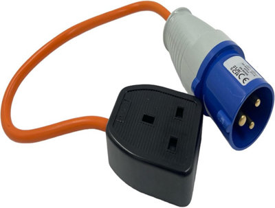 16Amp To 13Amp Adapter 3 Pin To Uk Socket Converter 110V To 240V Converter Hook Up CampingGenerators & Caravan Mains Hookup 250V from B&Q