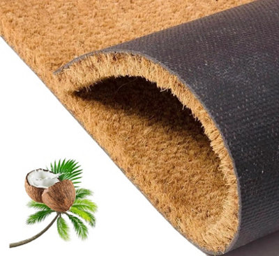 B&Q -  Natural Coir Door MatHeavy Duty Thick Coconut Fiber Bristle Mat With Non-Slip Rubber Back (100X100Cm)