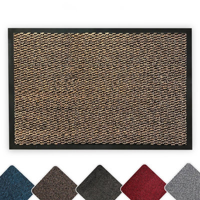 STALWART Heavy Duty Door MatNon Slip Rubber Backed Washable Door Mats For Indoor & Outdoor Use (Brown80X140Cm)