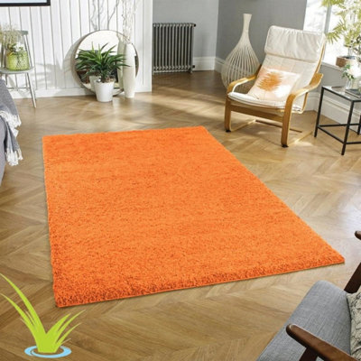 STALWART Modern Shaggy Rug5Cm Thick Pile Soft Touch Washable Area Rugs Carpet (Orange80X150Cm) from B&Q