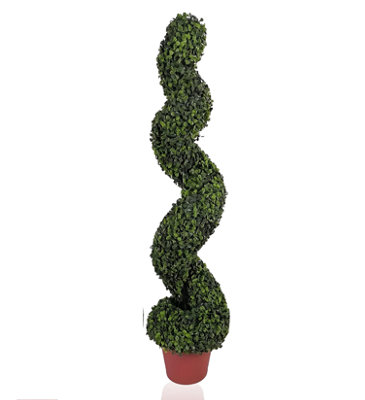 B&Q Red Artificial Boxwood Spiral Topiary Tree With Pot - Uv Stable Decorative Plant For Indoor And Outdoor Use 100Cm