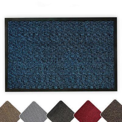 B&Q -  Washable Dirt Trapper Door MatHeavy DutyNon-Slip Rubber Backed Barrier Mat For Indoor & Outdoor Use (Blue90X120Cm)