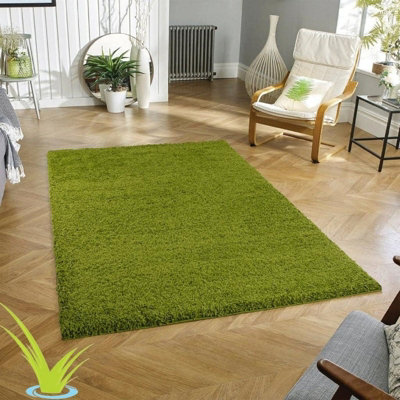B&Q -  Modern Shaggy Rug5Cm Plush Thick PileNon-SlipSoft Touch CarpetWashable Area Rugs (Green160X230 Cm)
