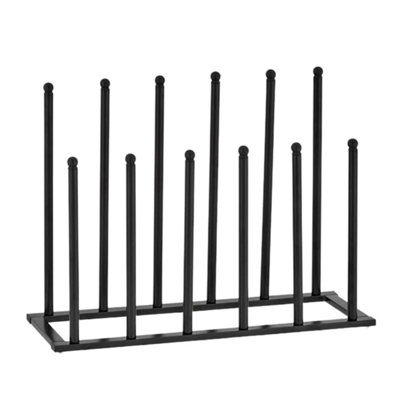  - Welly Boot RackMetal Boot Organizer For Tall & Short BootsSpace Saving Design (Black- 6 Pair Rack)