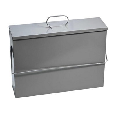 Fireside Galvanised Ash Carrier Box15L Metal Ash Storage Bin With Lid For Fireplace & Stove (Grey) from B&Q
