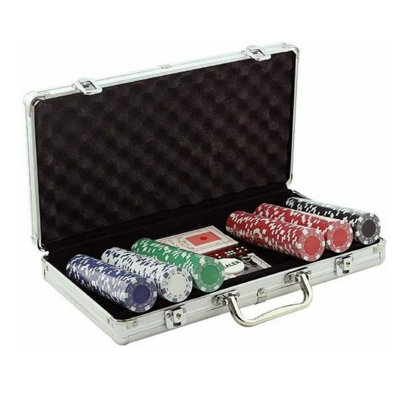  - 300Pcs Texas Holdem Poker Set With Aluminum CaseCasino Poker Set With 2 Decks Of CardsDealer ChipsButtons & 5 Dice