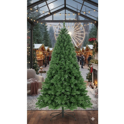 10Ft Green Artificial Christmas TreeRealistic Pvc Pine Xmas Tree With 1800 Tips And Solid Metal Stand For Indoor Outdoor Decor from B&Q