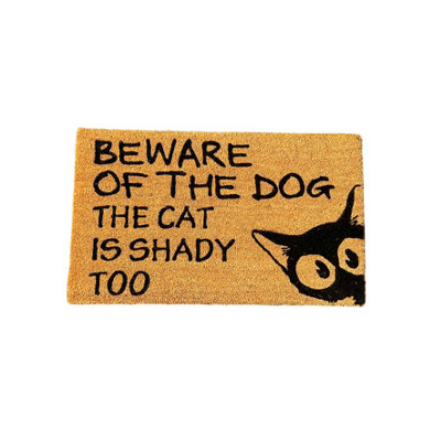 Coir Products Coir Doormat With The Design Text Of "beware Of The Dog The Cat Is Shady Too" from B&Q