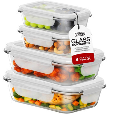  - Zeno 4 Pack Glass Containers With LidsGlass Food Container With LidAirtight SealLeakproof Lid2 X 1050Ml + 2 X 650Ml - Image 2