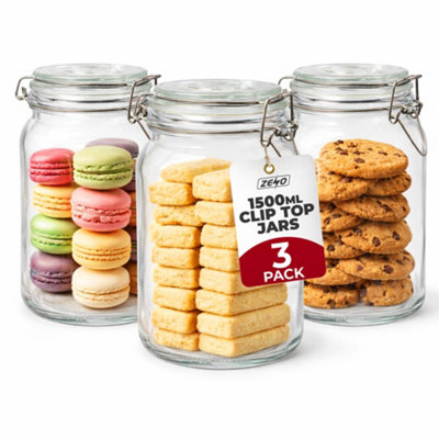ZENO Clip Top Glass Jars 1500ml | Airtight Glass Storage Jars with Lids | Mason Style Glass Jars for Dry Food Coffee Tea Spices | Kitchen Preserving Pickle & Storage Jars (3) - Image 3