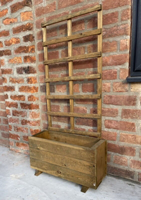 Ruddings Wood Rectangular Garden Planter With Trellis Support Screen Panel from B&Q
