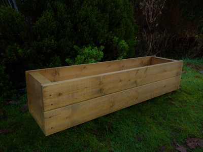 B&Q -  Large Wooden Garden Planter Decking Pot Tan Browntrough 90 Cm