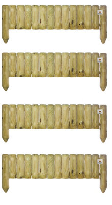 Ruddings Wood Wooden Garden Fixed Panels Log Roll Border Lawn Edging 225mm High Pack Of 4 from B&Q