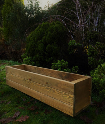 B&Q -  Large Wooden Garden Planter Trough Outdoor Veg Pot Boxes 900mm Wide