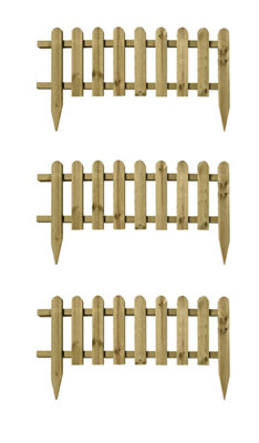 Ruddings Wood Large Wooden Picket Fence Panels Garden Edging Lawn Border Set Of 3 from B&Q