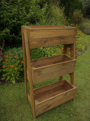 Ruddings Wood Wooden Ladder Planter Plant Garden Herb Strawberry Raised Vertical Stepped Tiered 620mm  Wide from B&Q