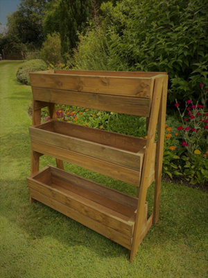 Ruddings Wood Large Wooden Ladder Planter Plant Garden Herb Raised Vertical Stepped Tiered 920mm Wide from B&Q