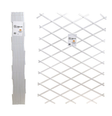 Ruddings Wood White Pvc Expanding Garden Trellis Plastic Climbing Plant Frame (W)200Cm X (H)100Cm from B&Q